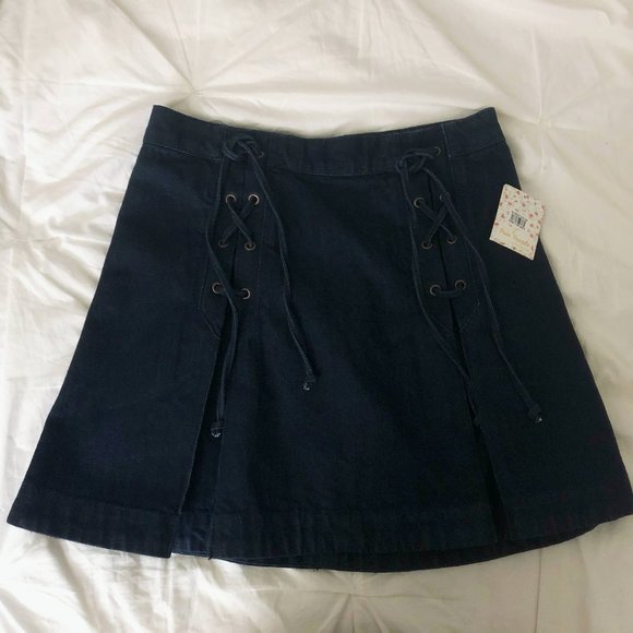 Free People Dresses & Skirts - Free People Lace-up Denim Skirt